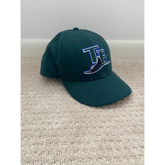VINTAGE New Era Tampa Bay Devil Rays Hat Cap Adult 7 3/4 Green Fitted MLB - Picture 2 of 7